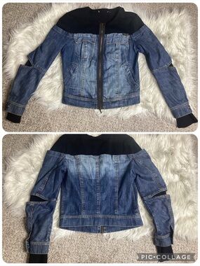 Y2K PLEIN Sud Denim & Knit Hybrid Jacket 2000’s Med
